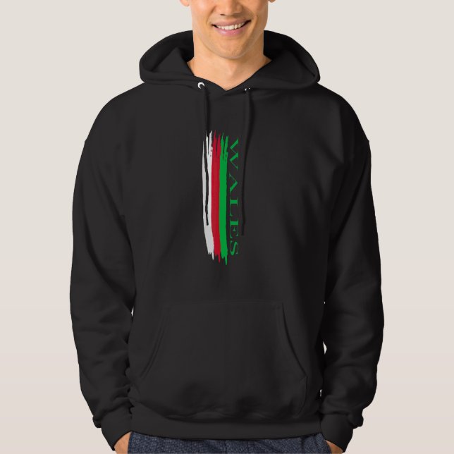 Wales flagga färgränder hoodie (Framsida)