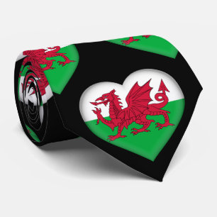 Wales Flagga Heart Mönster Neck Tie Slips