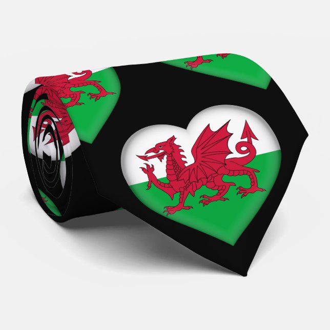 Wales Flagga Heart Mönster Neck Tie Slips (Rullad)