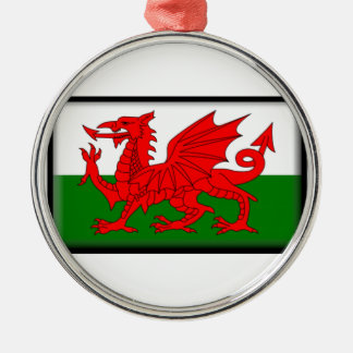 Wales flagga julgransprydnad metall