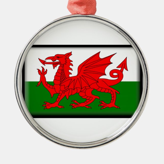 Wales flagga julgransprydnad metall (Framsidan)