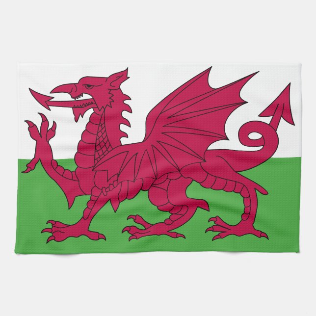 Wales flagga kökshandduk (Horisontell)