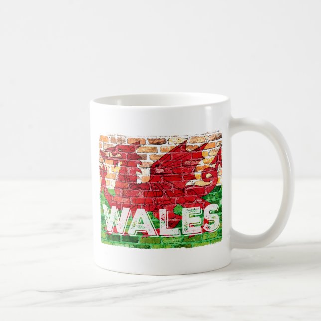 Wales Flagga on Brick Kaffemugg (Höger)
