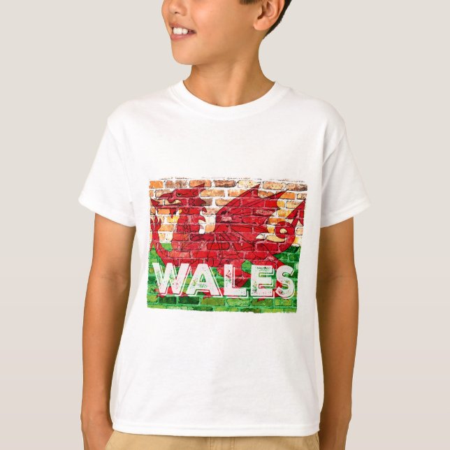 Wales Flagga on Brick Tee (Framsida)