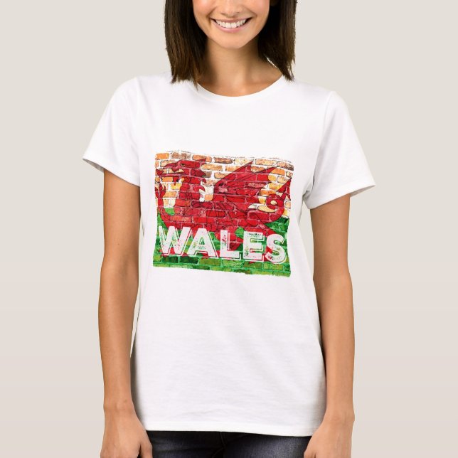 Wales Flagga on Brick Tee (Framsida)
