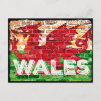 Wales Flagga on Brick