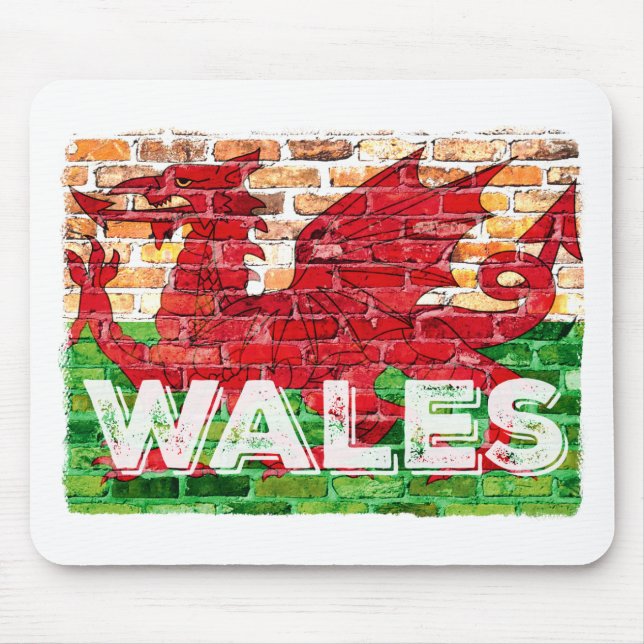 Wales flagga på tegel musmatta (Framsidan)