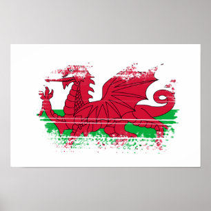Wales flagga poster