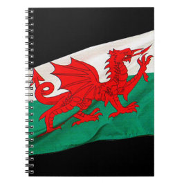 Wales Flagga, Red Dragon Patriotic Anteckningsbok Med Spiral