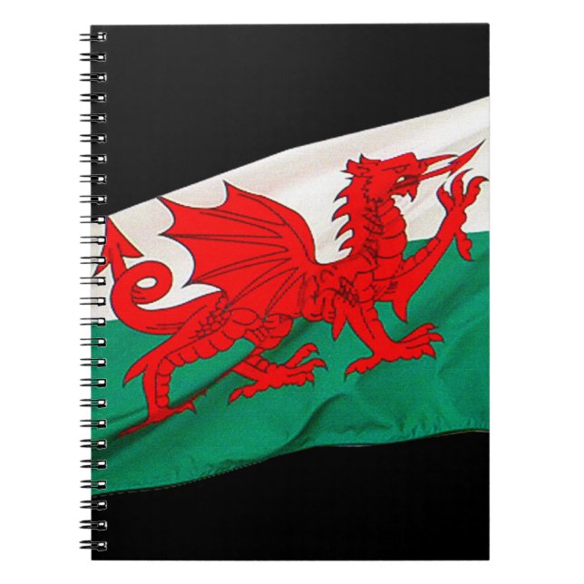 Wales Flagga, Red Dragon Patriotic Anteckningsbok Med Spiral (Framsidan)