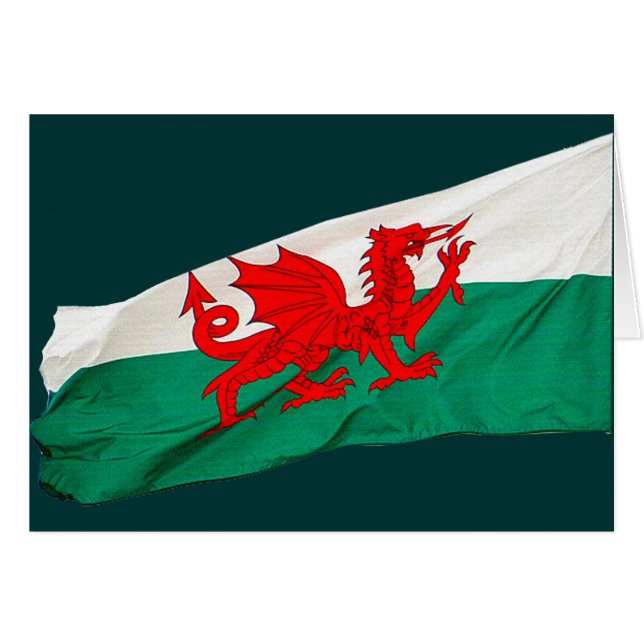 Wales Flagga, Red Dragon Patriotic Hälsningskort (Framsidan Horizontal)