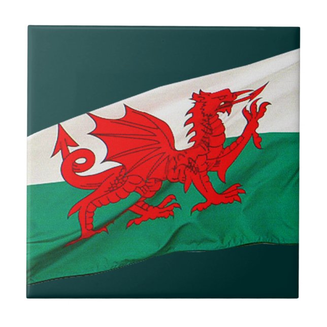 Wales Flagga, Red Dragon Patriotic Kakelplatta (Framsidan)