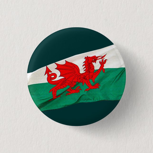 Wales Flagga, Red Dragon Patriotic Knapp (Framsida)