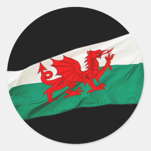 Wales Flagga, Red Dragon Patriotic Runt Klistermärke