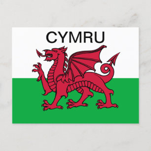 Wales Flagga Red draon Cymru Sports Welsh-kort Vykort