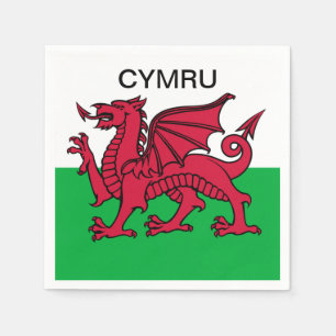 Wales Flagga Red draon Cymru Welsh Party Pappersservett