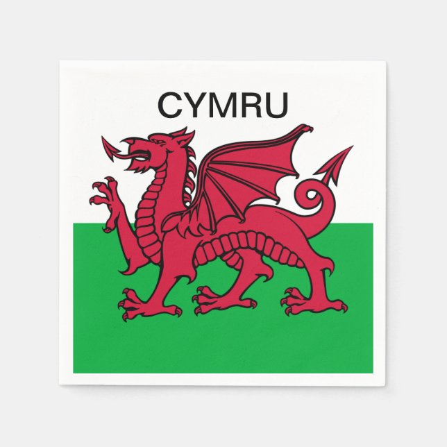 Wales Flagga Red draon Cymru Welsh Party Pappersservett (Framsidan)