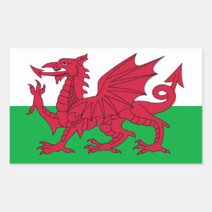 Wales flagga rektangulärt klistermärke
