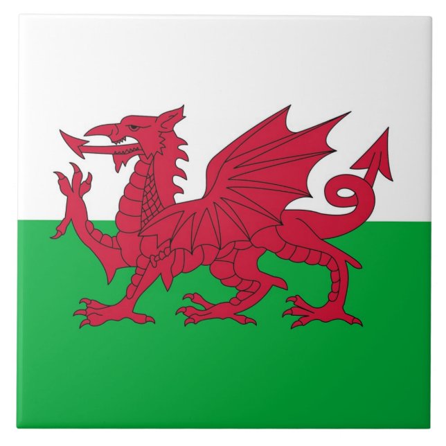 Wales Flagga Tile Kakelplatta (Framsidan)