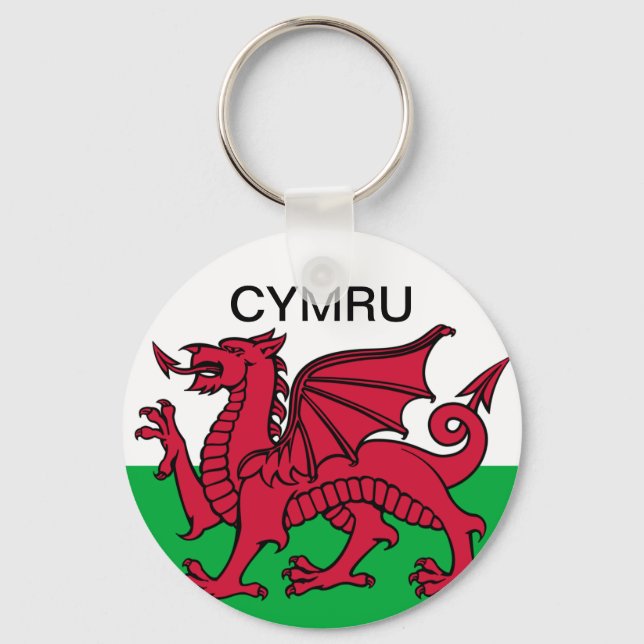 Wales Flagga Vm 2022 Red draon Cymru Nyckelring (Framsida)