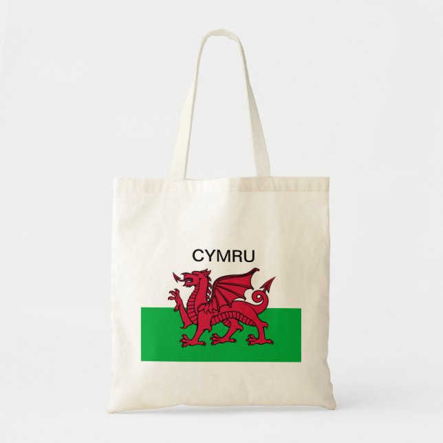 Wales Flagga Vm 2022 Red draon Cymru Tygkasse (Framsidan)