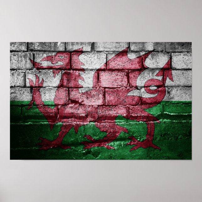 Wales flagga wall poster (Framsidan)