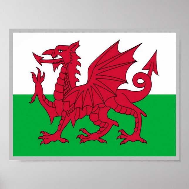 Wales - Flagga Wave - Poster (Framsidan)