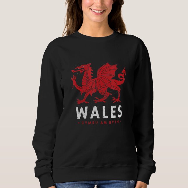 Wales Flagga Welsh Dragon Baner Cymru am Byth Wels T Shirt (Framsida)