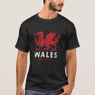 Wales Flagga Welsh Dragon Baner Cymru am Byth Wels T Shirt