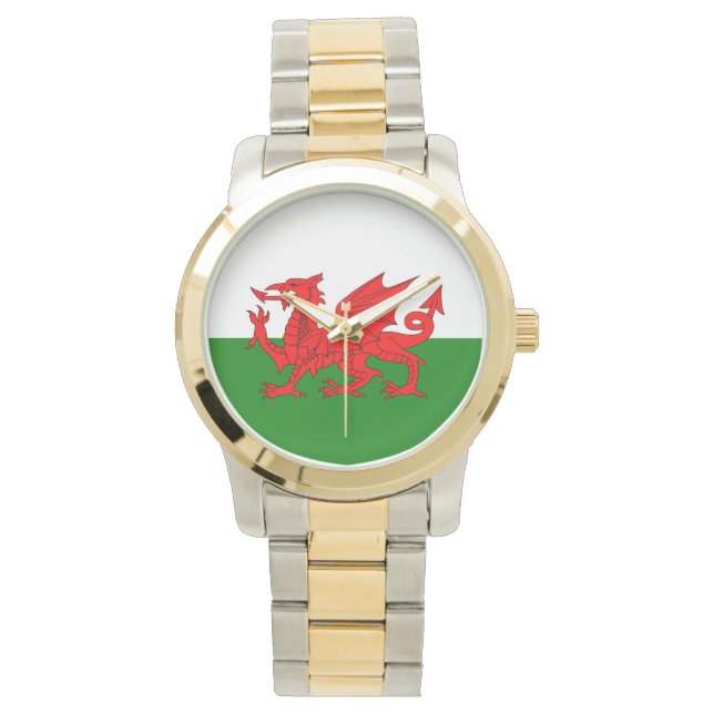Wales flagga Welsh red draon Armbandsur (Framsida)