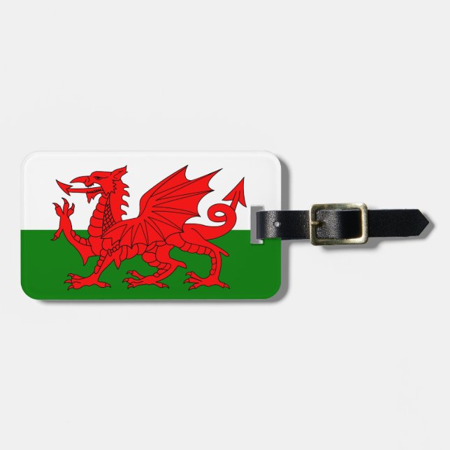 Wales flagga Welsh red draon Bagagebricka (Horisontell Framsida)