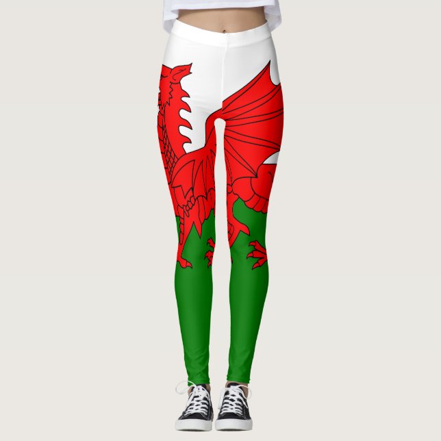 Wales flagga Welsh red draon Leggings (Framsida)