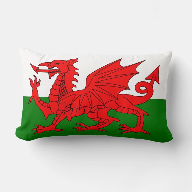 Wales flagga Welsh red draon Lumbarkudde (Framsida)