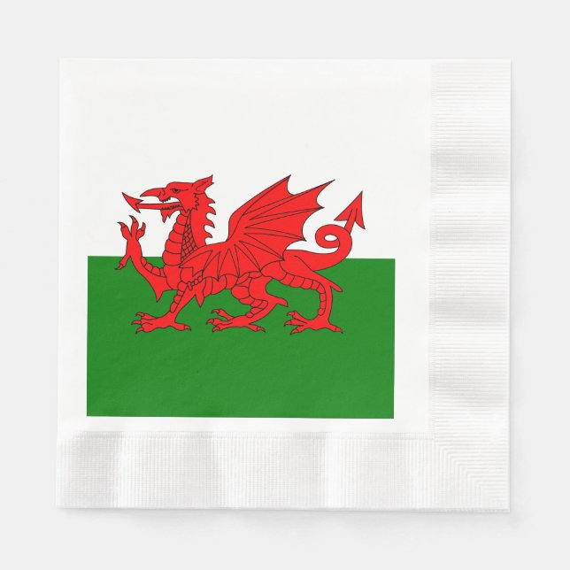 Wales flagga Welsh red draon Pappersservett (Framsidan)