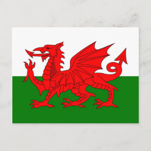 Wales flagga Welsh red draon Vykort