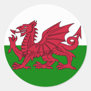 Wales flaggahjärta runt klistermärke