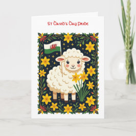 Wales Follower Cute Lamb Surrounded By Daffodils Kort