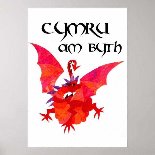 "Wales Forever!" Röd dragon Poster (Framsidan)