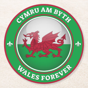 Wales Forever Underlägg Papper Rund