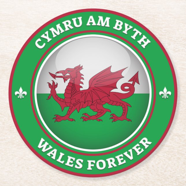 Wales Forever Underlägg Papper Rund (Framsidan)