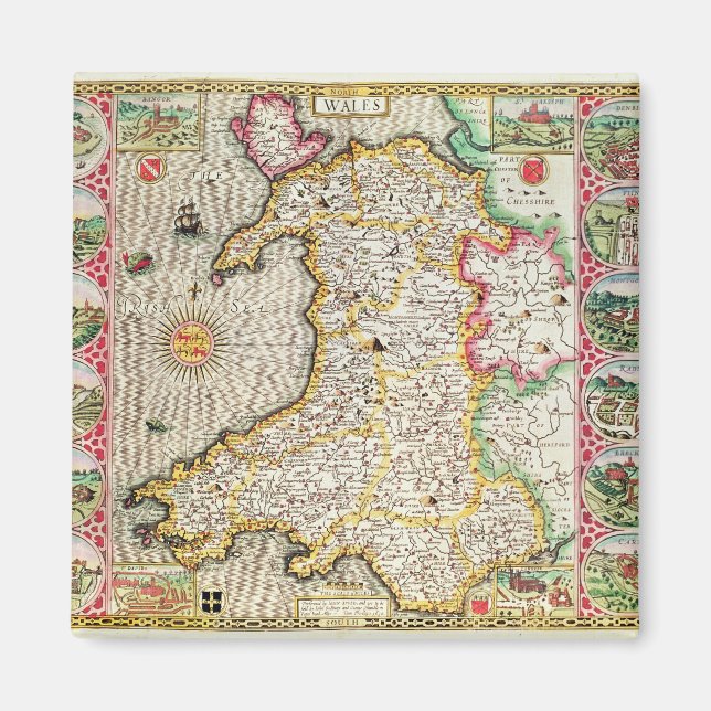 Wales, graverad av Jodocus Hondius Magnet (Framsidan)