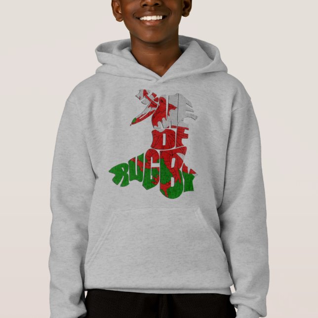 Wales Home of Rugby Karta Hoodie T-shirt (Framsida)