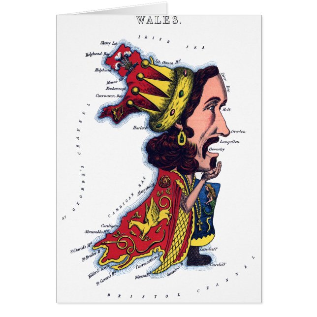 Wales karikatyrkarta hälsningskort (Framsidan)