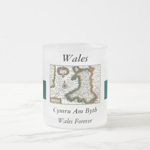 Wales karta och/eller flagga frostad glasmugg