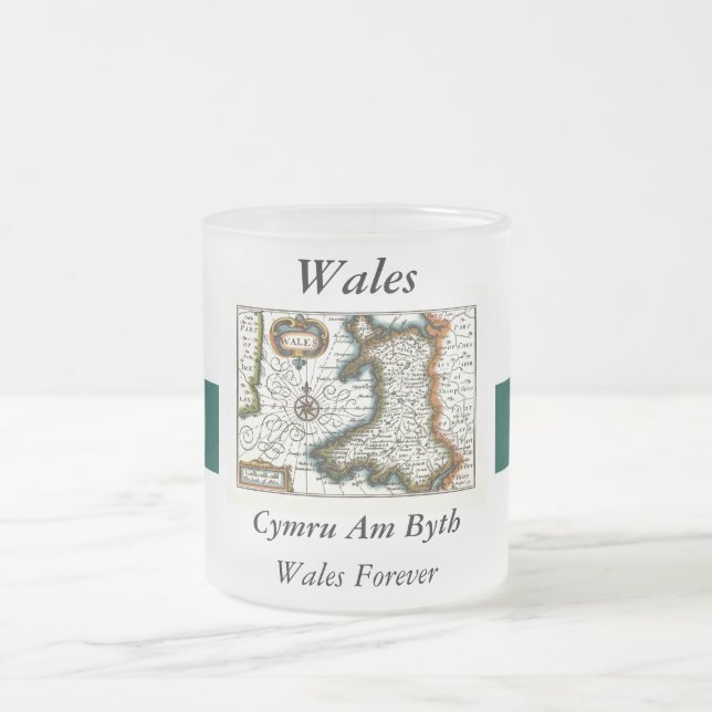 Wales karta och/eller flagga frostad glasmugg (Center)