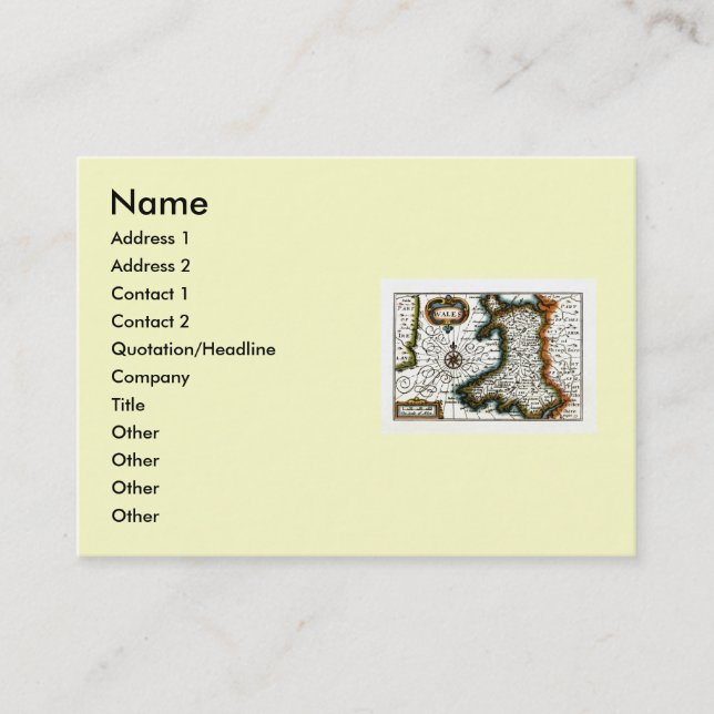 Wales karta och/eller flagga visitkort (Framsida)