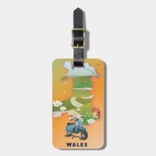 Wales karta vintage resor poster bagagebricka