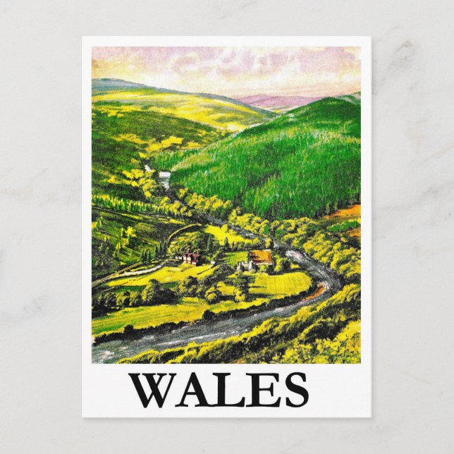 Wales, landskap, vykort (Framsida)