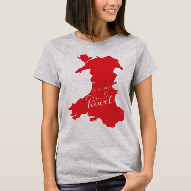 Wales ligger i mitt hjärta t shirt (Framsida)