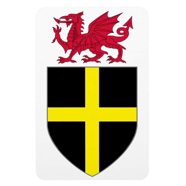 Wales Magnet - Dragon over St. David Shield (Vertikal)